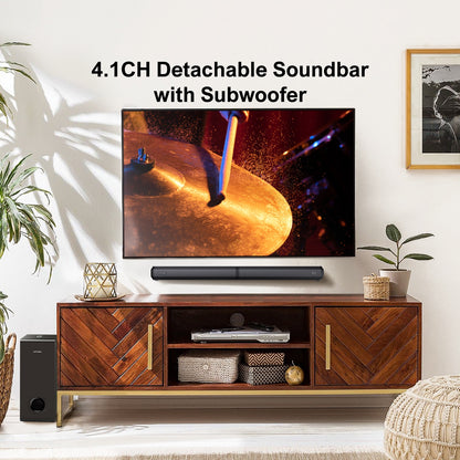 Soundbar – Home Cinema Speaker – Draadloze Speaker – TV Speaker – Audio System – 4.1 Kanaals Surround – 200W Piekvermogen – Draadloze Subwoofer met Afneembare Soundbar
