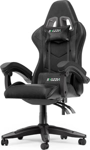 Gaming Chair - Gaming Chair - Ergonomic Pu Leather Computer Chair - Office Chair with Headrest and Lumbar Support - Racing Chair Black