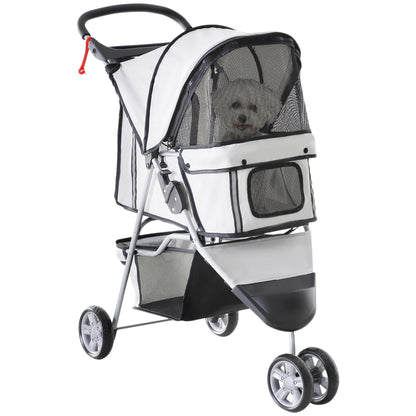 Hondenwagen – Hondenbuggy – Hondentrolley – Hondenkar – Opvouwbare Draagbare Wagen – Geschikt voor Honden tot 10 kg – Verstelbare Zonneklep – Grijs