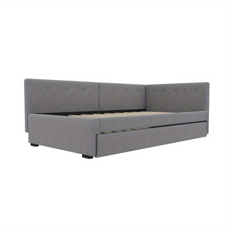 Daybed – Slaapbank – Uittrekbed – Logeerbed – Eenpersoonsbed – Minimalistisch Design – Uittrekbaar Bed 90x200 cm – Stevig Kunststof Frame Grijs