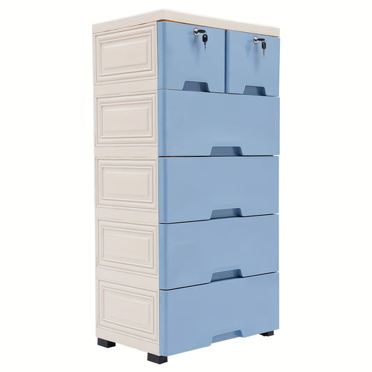 Opberglade – Opbergkast – Ladeblok – Ladenkast – Organizer – Blauw – Met Slot – 4 Wieltjes Voor Eenvoudige Verplaatsing