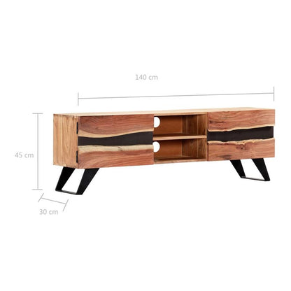 Tvmeubel – Tv-kast – Mediameubel – Opbergmeubel – Tv-console – Massief Acaciahout – Stevig Ontwerp – 140x30x45 cm