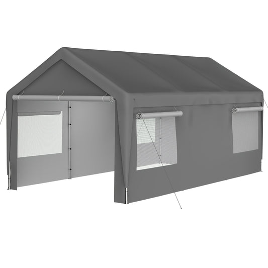 Garage Tent – Car Shelter – Carport – Protective Canopy – Winter Tent – 3x6 Meter – Met Afneembare Zijwanden – Roll-Up Ramen Voor Ventilatie