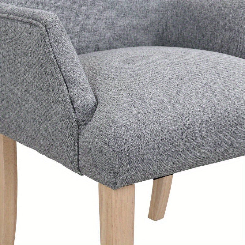 Eetkamerstoel – Keukenstoel – Stoel – Lounge Stoel – Zithoek Stoel – Linnen Bekleding – Verstelbare Zithoogte – Set Van 6 – Massief Houten Poten – Dikke Zitting – Met Armleuningen