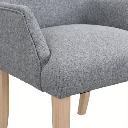 Eetkamerstoel – Keukenstoel – Stoel – Lounge Stoel – Zithoek Stoel – Linnen Bekleding – Verstelbare Zithoogte – Set Van 6 – Massief Houten Poten – Dikke Zitting – Met Armleuningen