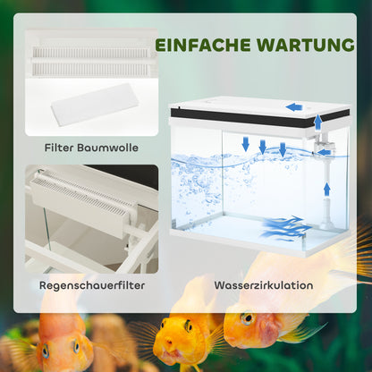Aquarium – Visbak – Vistank – Aquariumset – Aquariumkast – 41 Liter Inhoud – Kleurveranderende LED Verlichting – Filter Systeem – Wit
