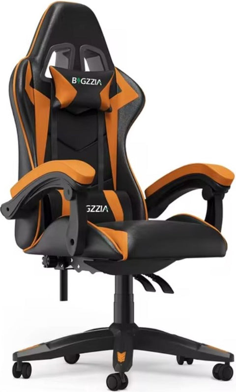 Gaming Chair - Gaming Chair - Ergonomic Pu Leather Computer Chair - Office Chair with Headrest and Lumbar Support - Racing Chair Black/Orange