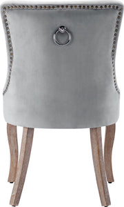 Deluxe Eetkamerstoelen - Grijs (2 stuks) – Gestoffeerde Stoelen met Massief Houten Poten en Fluwelen Bekleding