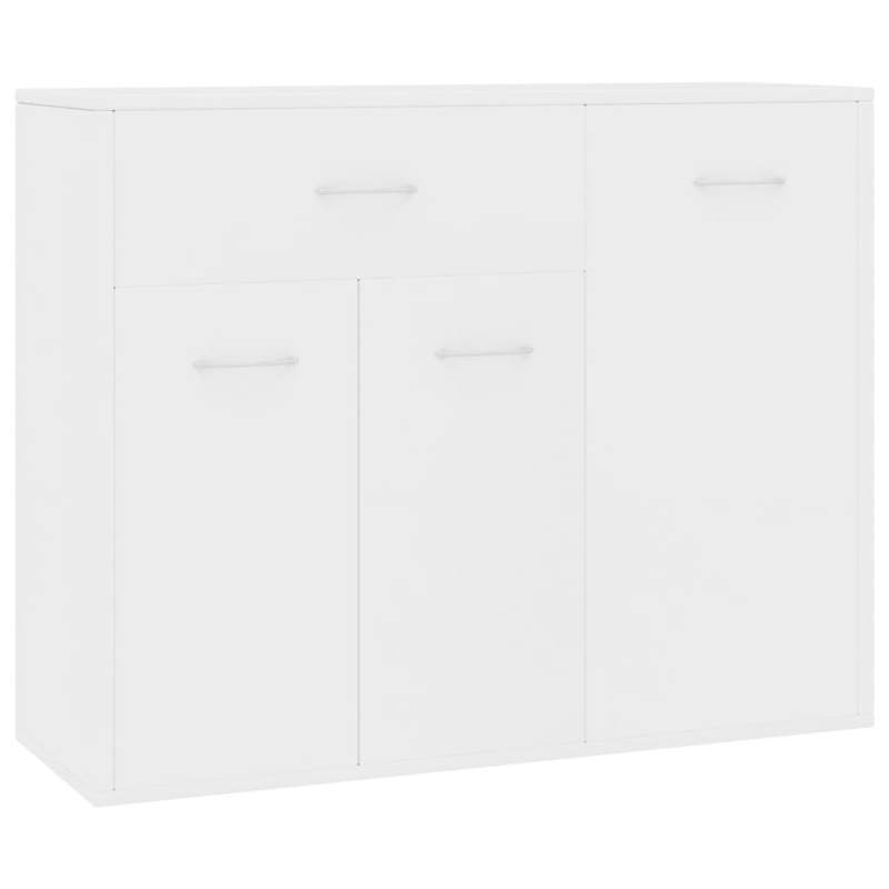 Dressoir – Kast – Opbergkast – Ladekast – Zijpaneelkastje – Wit – 88x30x70 cm – Massief Hout & Spaanplaat – Vloermontage