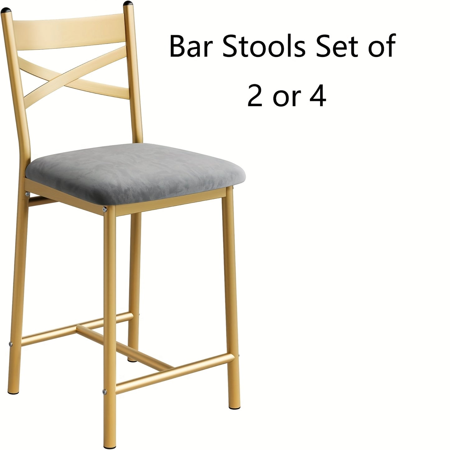 Barstoelen Set – Barkrukken – Keukenstoelen – Counterstoelen – Barstoelen Met Rugleuning – Zacht Gestoffeerd Met Memory Foam – Stevig Met Metalen Frame