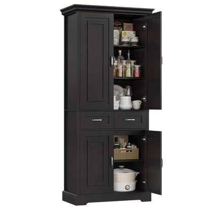 Kast – Opbergkast – Opbergmeubel – Dressoir – Dichte Kast – Wit – 4 Deuren & Lade – Stevig Hardhout & Kunststof – Ruime Staande Opbergkast