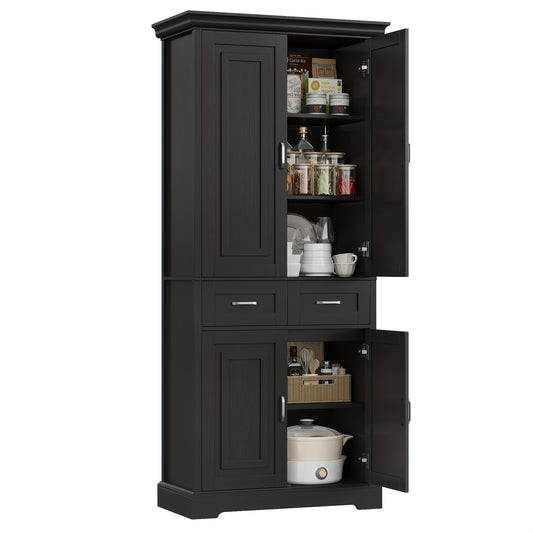 Opbergkast – Kast Met Lades – Keukenkast – Vitrinekast – Wandkast – Mat Zwart – Duurzaam Hout – Compact Design