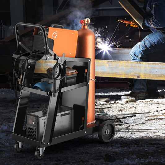 2-in-1 Handkar – Handwagen – Steekwagen – Ladder – Trap – Drie Staps Ladder – Rubberen Wielen – Draagkracht Tot 250 kg – Robuust Metaal