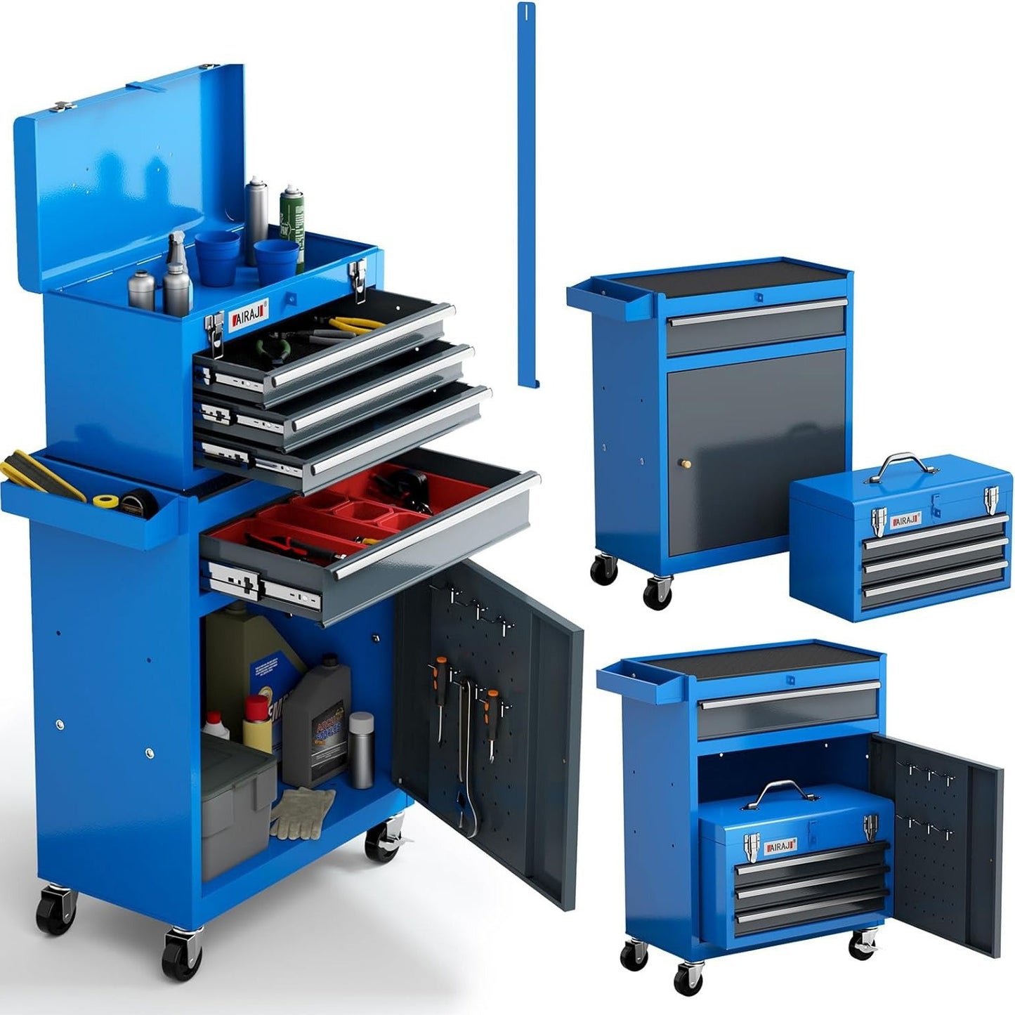 Gereedschapskast – Werkplaatskast – Opbergkast – Toolbox – Ladenkast – 4 Laden – Verwijderbare Bovenkist – Stevige Metalen Constructie