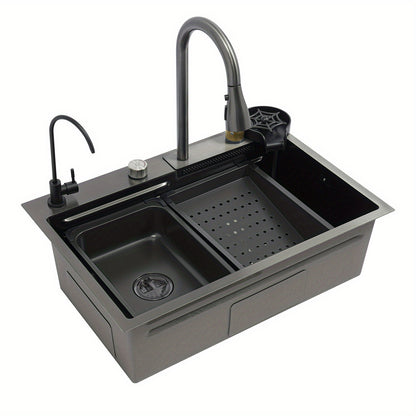 RVS Spoelbak – Keukenbak – Wasbak – Inbouw Spoelbak – Tuin Spoelbak – 68x45x21 cm – 304 Roestvrij Staal – Inclusief Snijplank & Waterzuiveringskraan