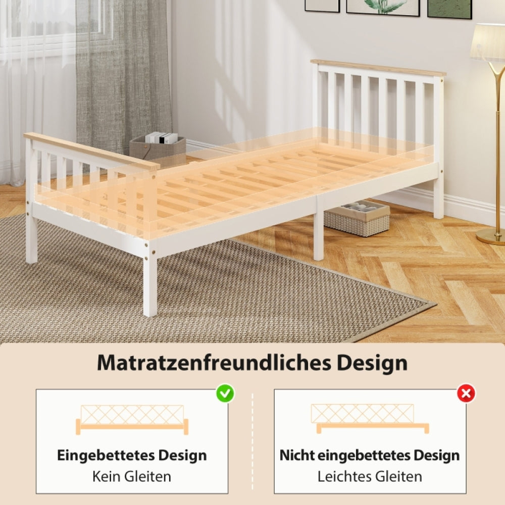 Bedframe – Eenpersoonsbed – Bedombouw – Slaapbank – Logeerbed – Wit – Met Opbergruimte – Stevig & Eenvoudig Te Monteren