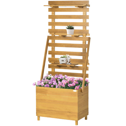 Verhoogde Tuinbak – Plantenbak – Kruidenbak – Moestuinbak – Balkonbak – Bruin – Massief Hout – Weerbestendig Met 3 Laden En Klimrek