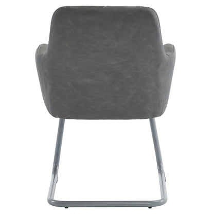 Lounge Stoel – Eetkamerstoel – Fauteuil – Leunstoel – Zetel – Grijs – Gebogen Stalen Poten – Set Van 2