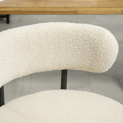 Eetkamerstoel – Stoel – Zitmeubel – Armstoel – Designstoel – Gestoffeerd Beige – Zwart Stalen Frame – Comfortabele Zitting