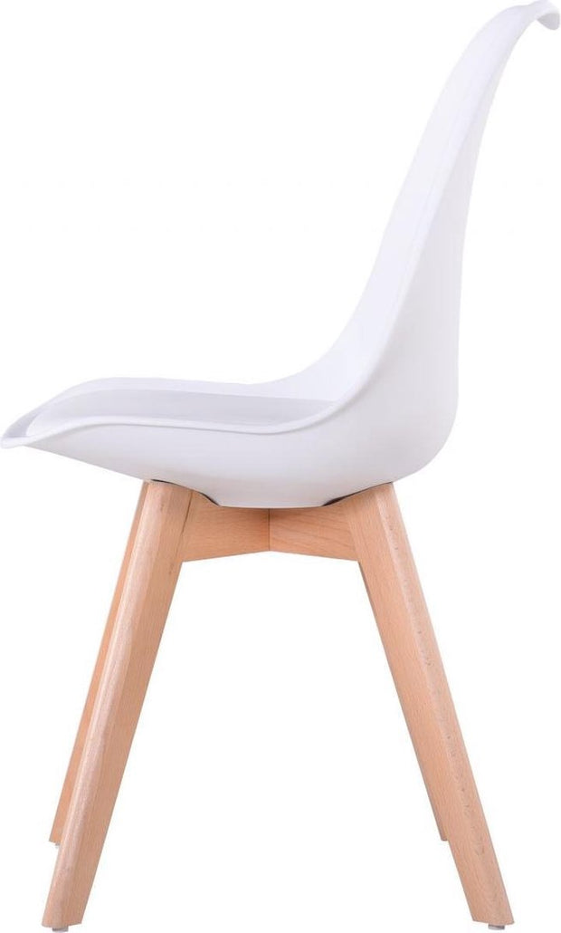 Eetkamer stoelen - Set van 4 - Met Zitvulling Kuipstoel - Tulpen Plastic - Eetkamerstoel - Wit