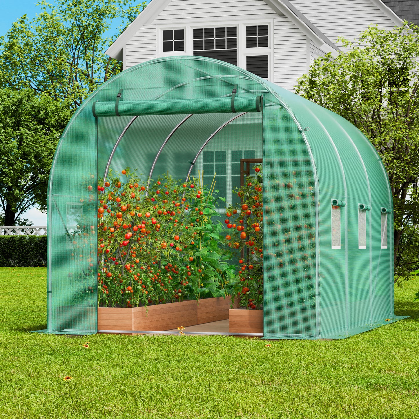 Tunnelkas – Tuinkas – Groentekas – Plantenkas – Kweekkas – Gegalvaniseerd Stalen Frame – Waterdichte UV-bestendige PE Hoes – Walk-In 2,9x2,0x1,9 m
