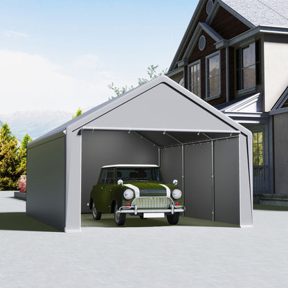 Carport Tent Garage – Auto Overkapping – Carport Schuur – Mobiele Garage – Opslag Tent – Afneembare Zijwanden – 3x6 Meter – Stalen Frame Grijs/Wit