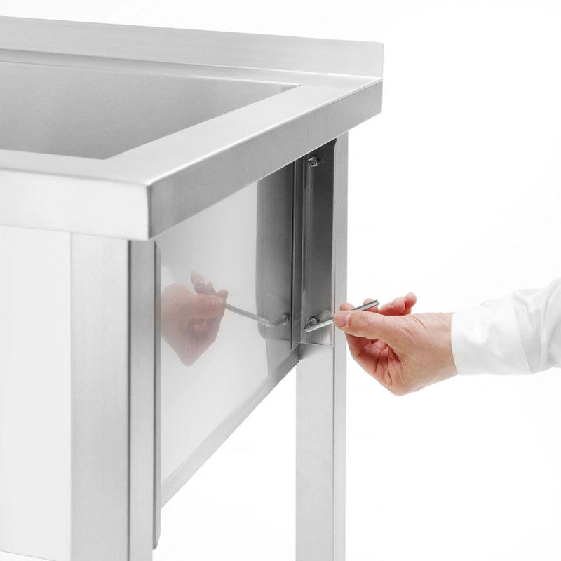 Spoelbak – Gootsteen – Wasbak – Keukenkraan – Horecabak – Roestvrij Staal – 800x600x850 mm – Verstelbare Poten