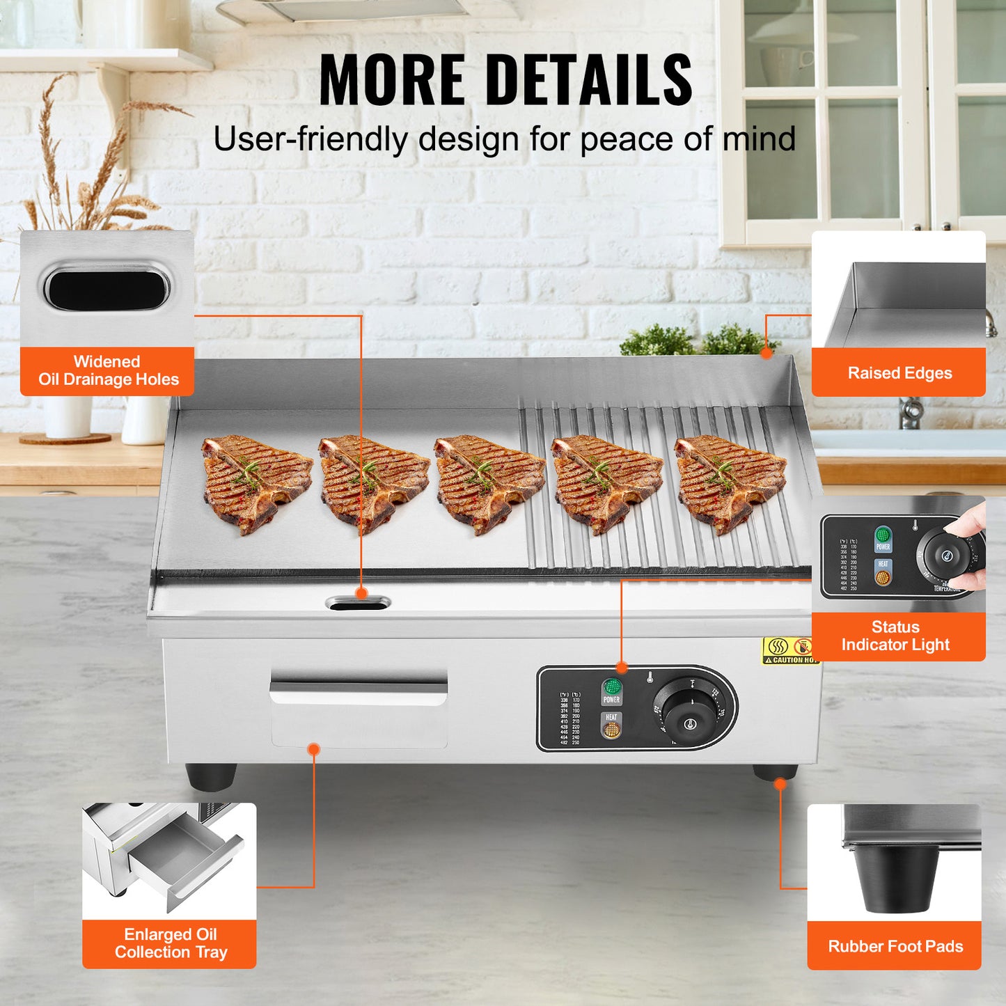 Elektrische Grillplaat – Elektrische Bakplaat – Contactgrill – Tafelgrill – Bakplaat Grill – 3200W Vermogen – 54x30 cm Groot Kookoppervlak