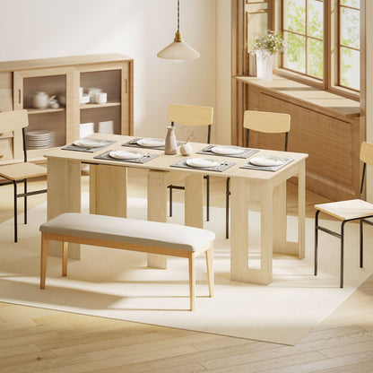 Uitschuifbare Eettafel – Uitklapbare Tafel – Keukentafel – Eetkamertafel – Vouwtafel – Natuurlijk Design – 60-180x85x75 cm – Stevig Spaanplaat