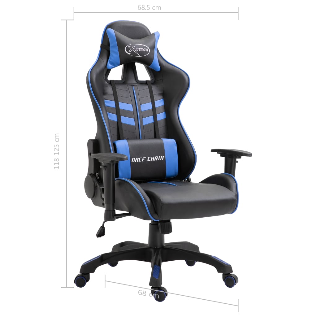 Gamingstoel – Bureaustoel – Racestoel – Gamestoel – Werkstoel – Ergonomisch Design – Verstelbare Rugleuning – Blauw