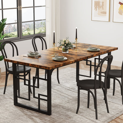 Eettafel – Tafel – Keukentafel – Eetkamertafel – Landelijke tafel – Rustiek Bruin Hout – Industrieel Zwart Metalen Frame – 160 cm Rechthoekig – Geschikt voor 4-6 Personen