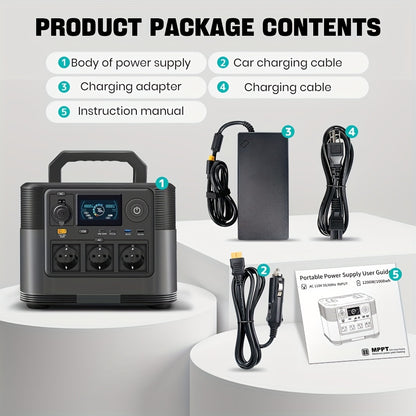 Draagbare Energiecentrale – Powerbank – Mobiele Stroomvoorziening – Energiebron – Camping Accu – 1200W Continu Vermogen – 1008Wh Capaciteit - QUORE