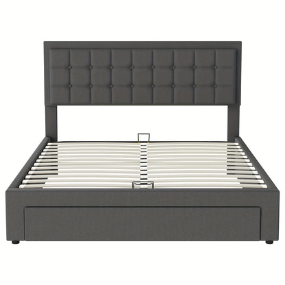 Bedframe – Tweepersoonsbed – Gestoffeerd Bed – Opbergbed – Slaapbank – 140x200 cm – Hydraulische Lift – Ruime Onderbedlade