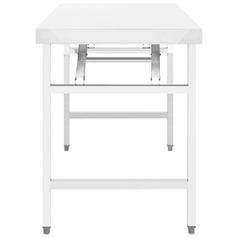 Foldable Kitchen Work Table 100X60X80 Cm Stainless Steel, Adjustable Multifunctional Stainless Steel Workshop Kitchen Table