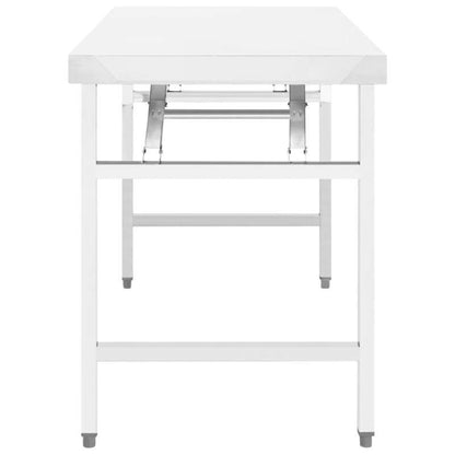 Foldable Kitchen Work Table 100X60X80 Cm Stainless Steel, Adjustable Multifunctional Stainless Steel Workshop Kitchen Table