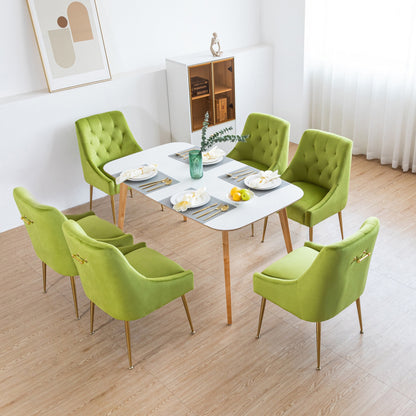 Eetkamerstoelen Set 4 Stuks – Moderne Stoelen – Design Stoelen – Fluwelen Stoelen – Grijze Stoelen – Gouden Metalen Poten – Zacht Gewatteerd Zitvlak – Stevig Frame