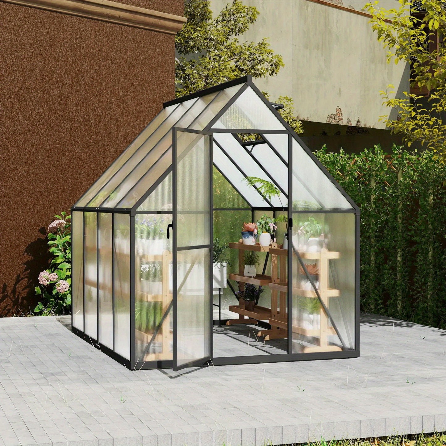 Kas – Serre – Tuinkas – Groentekas – Plantenkas – Aluminium Frame – 6,12 m² met 4 mm Polycarbonaat Panels – UV Bestendig – 340x180x195 cm