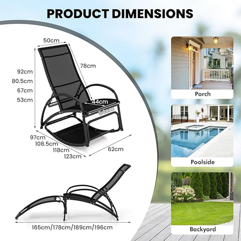 2-in-1 Schommelstoel en Ligstoel – Schommelstoel – Relaxstoel – Tuinstoel – Verstelbare Stoel – Aluminium Frame – Vier Verstelbare Rugleuningposities