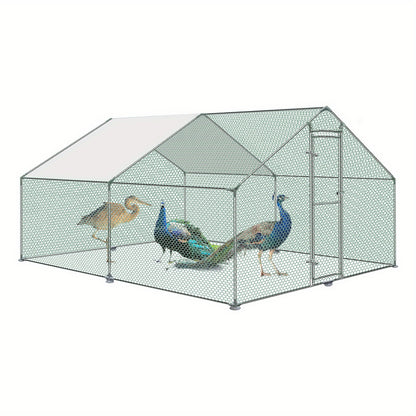Kippenhok – Kippenren – Pluimveestal – Buitenren – Dierenhok – 3x4x2m – Gegalvaniseerd Stalen Frame – PE Dak – Ruim, Roofdierbestendig en Eenvoudig te Monteren