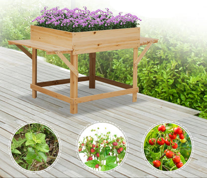 Hoogte plantenbak – Verhoogde plantenbak – Bloembak – Tuinbak – Plantenbak op poten – Natuurlijk dennenhout – Zijplanken en non-woven filterdoek – 130x75x75 cm