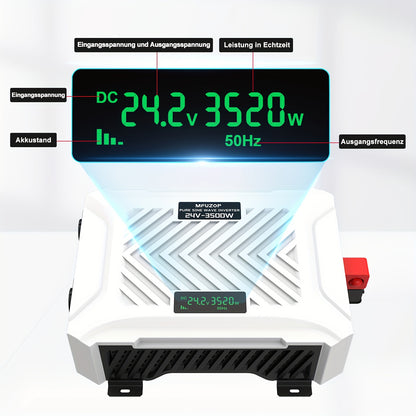 Zuivere Sinusgolf Omvormer – 3500W Power Inverter – Spanningsomzetter – DC AC Converter – 24V Naar 230V – 7000W Piekvermogen – Overbelasting Beveiliging – Compact Stevig Design
