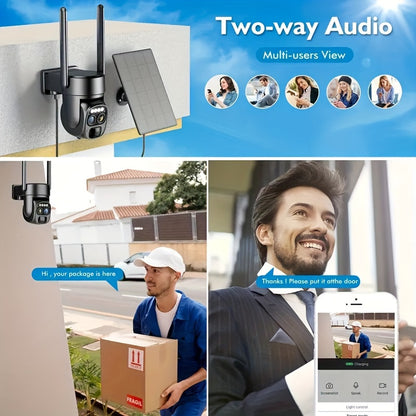 Solar Beveiligingscamera – Slimme Beveiligingscamera – Draadloze Camera – Buiten Camera – 360° Panoramisch Zicht – 2K HD Beeldkwaliteit