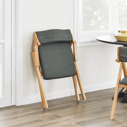 Folding Wooden Chair with Cushion – Pre-Assembled, Space-Saving Dining and Kitchen Chair, Padded Wooden Chair for Guests, Office, Balcony, Wedding, or Garden, Compact Folding Chair FST98
