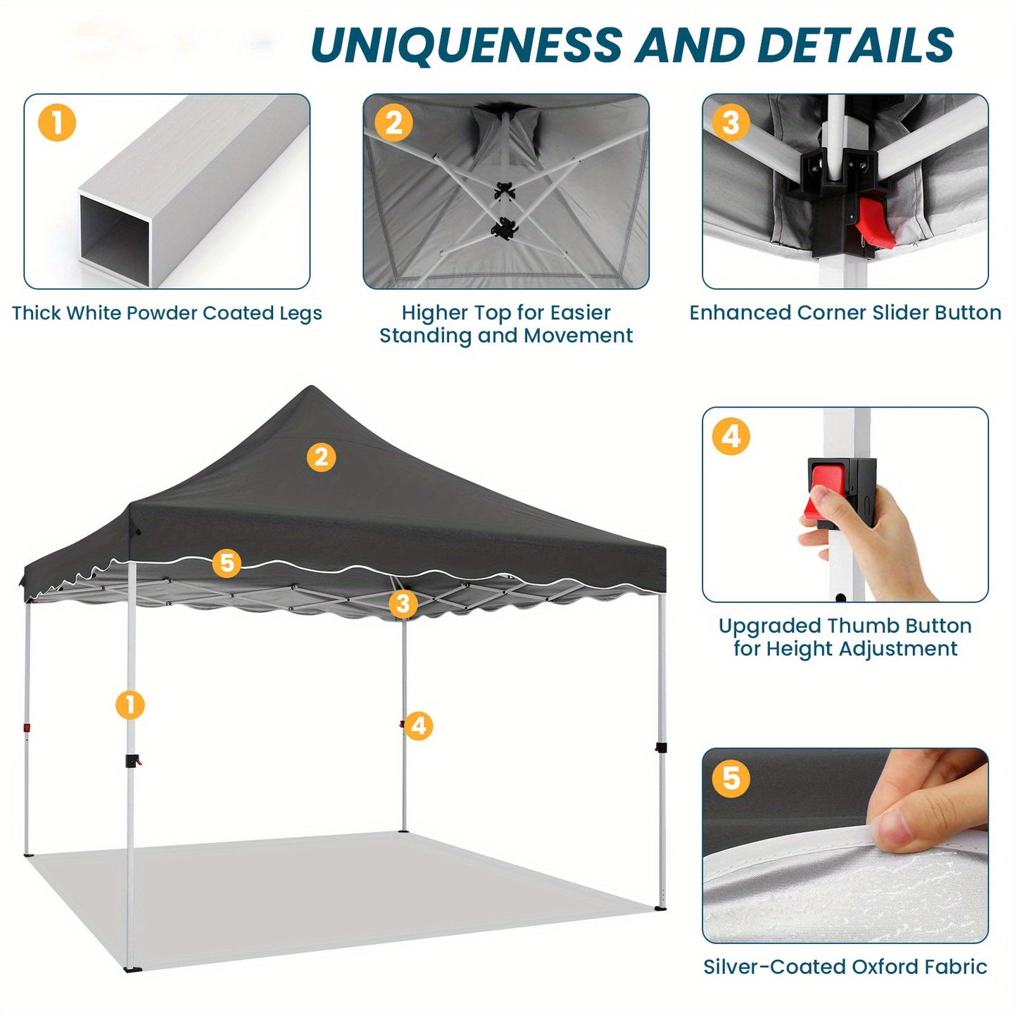 Paviljoen – Partytent – Opvouwbare Tent – Tuinpaviljoen – Easy-Up Tent – 3x3 m – Verstelbare Hoogte – Waterbestendig Met Zandzakken
