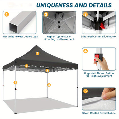 Paviljoen – Partytent – Opvouwbare Tent – Tuinpaviljoen – Easy-Up Tent – 3x3 m – Verstelbare Hoogte – Waterbestendig Met Zandzakken