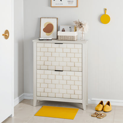 Schoenenkastje – Schoenenopberger – Schoenenrek – Schoenenkast – Schoenendisplay – Wit Vrijstaand Mid-Century Modern – Ruimtebesparend Verticaal Ontwerp – Duurzaam Rattan Materiaal