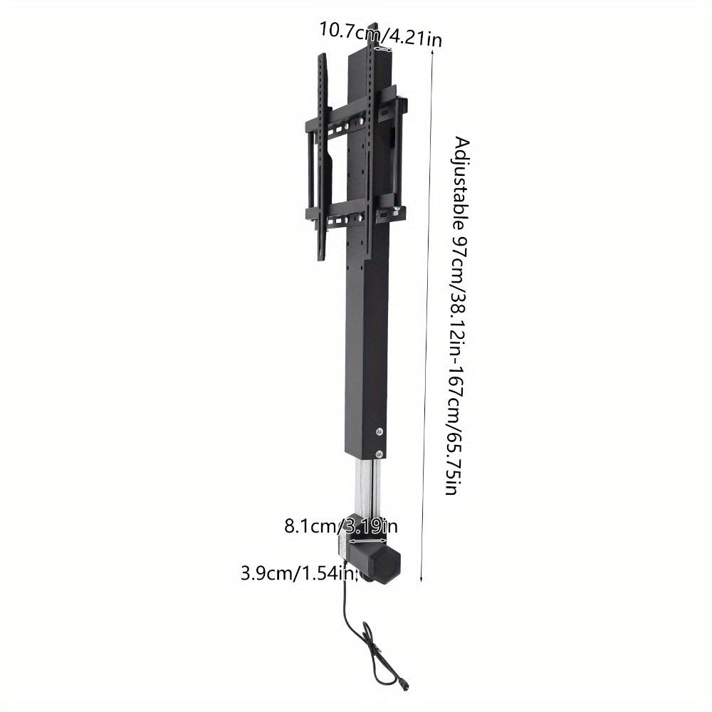 TV Lift – Motorische TV Standaard – Gemotoriseerde TV Beugel – In Hoogte Verstelbaar – Verstelbare TV Houder – 26-57 Inch – Aluminium – Stille Motor