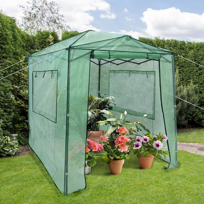 Draagbaar Kasje – Mini Kas – Kweekkas – Plantenkas – Tuinkas – Met Stevig Stalen Frame – Inclusief Grote Oprolbare Ramen – Groen