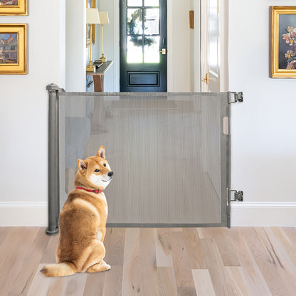 Extendable Pet Gate 86x150cm, ABS Adjustable Cat Fence with Safety Lock, Wide Safety Barrier for Doors, Stairs, Indoor Use for Cats, Small Dogs, Rabbits, Pet Gate Indoor, Tall Pet Gate