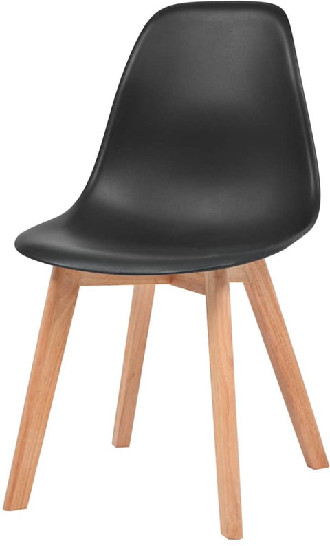 Eetkamerstoelen - Kunststof Zwart - 6 Stuks Eetkamerstoelen - Zwarte Stoelen - Plastic Stoelen - Hout Poten - Comfortabele Stoelen - Zwart